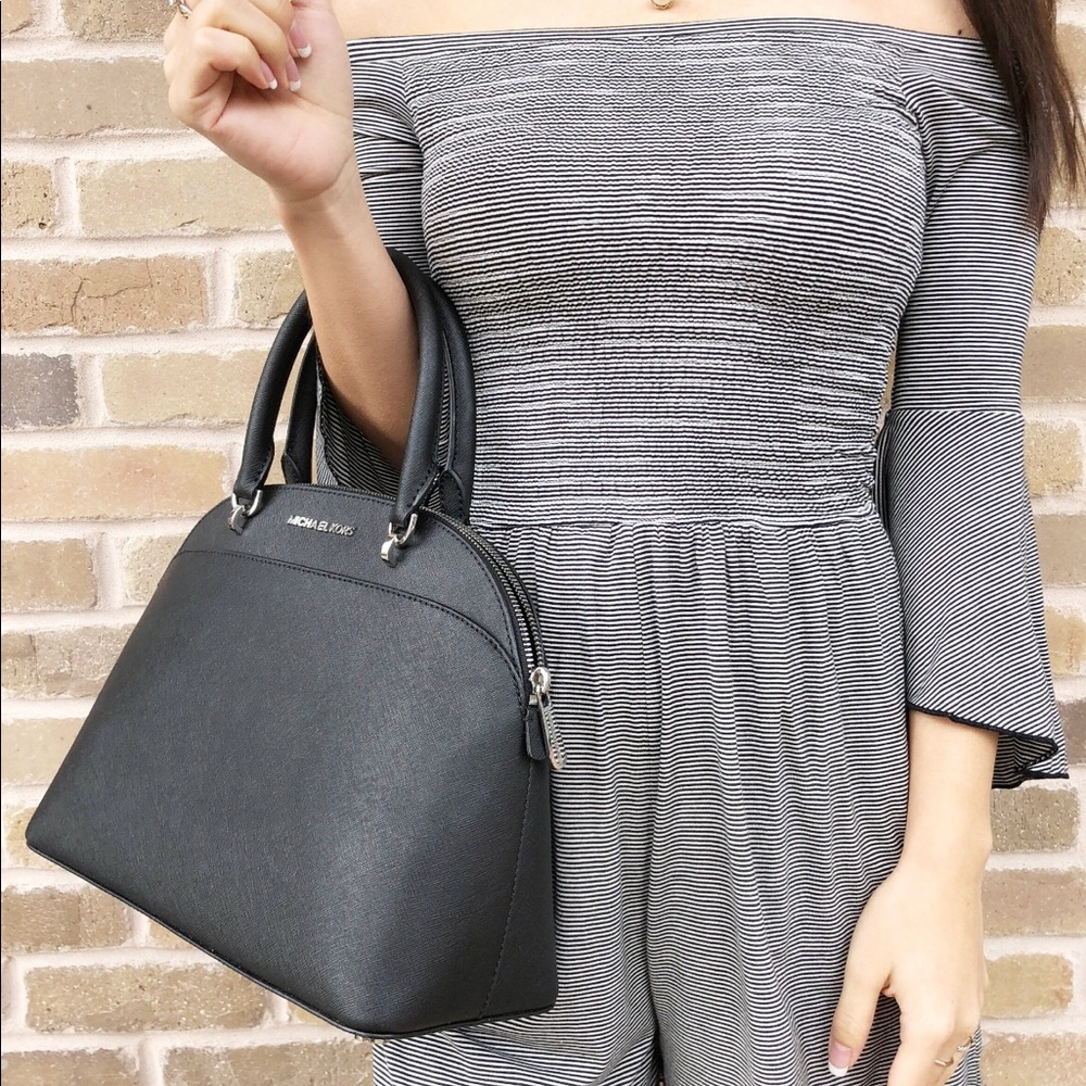 NWT Michael Kors Emmy LargeSatchel Crossbody Black - Picture 3 of 8